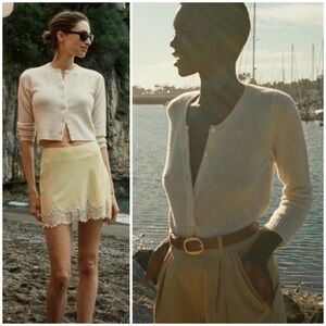 Doen Danae Cashmere Crewneck Cardigan in Dogwood SZ XS